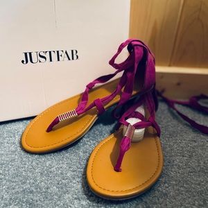 Fuchsia Gladiator Tie-Up Sandals